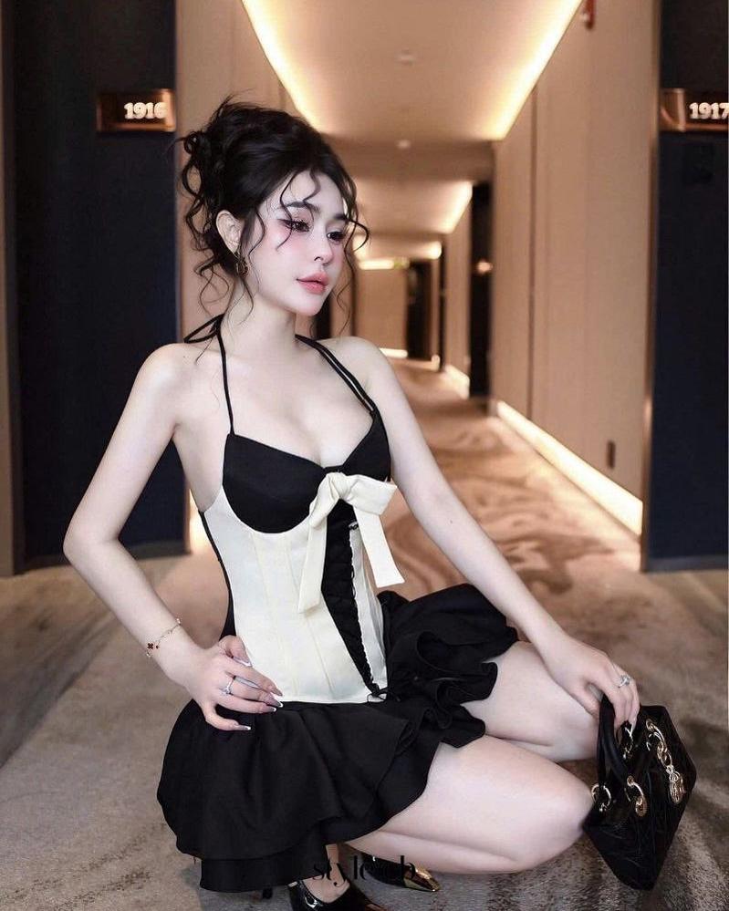 dominic Halter Black White Patchwork Mini Dress