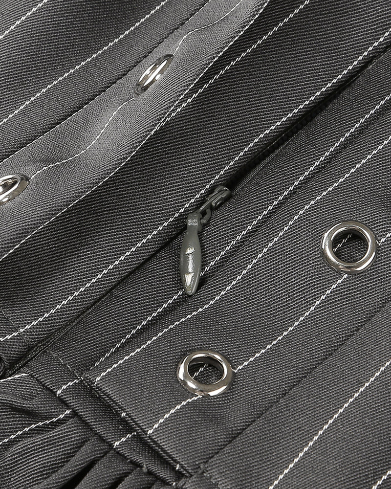 PUFF LONG SLEEVE CRYSTAL CORSET A LINE DRESS IN BLACK