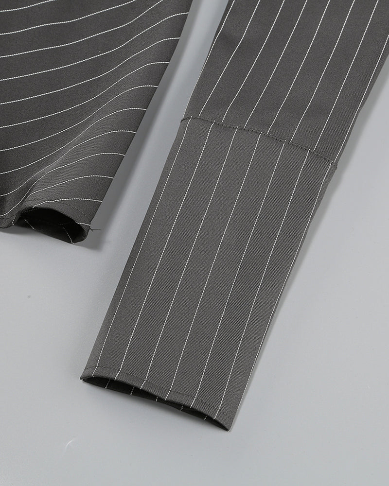 PUFF LONG SLEEVE CRYSTAL CORSET A LINE DRESS IN BLACK