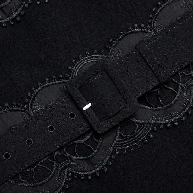 rae Black Crepe Midi Dress