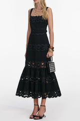 rae Black Crepe Midi Dress