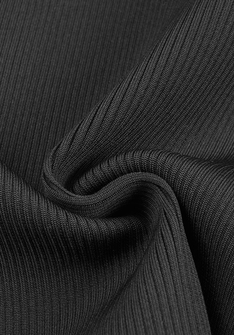 RUFFLE LONG SLEEVE RIBBED TWO PIECE MAXI DRESS BLACK