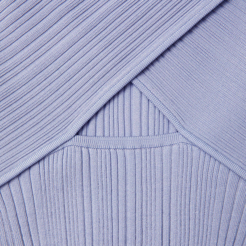 Blue Knit Lace cutout Mini Dress