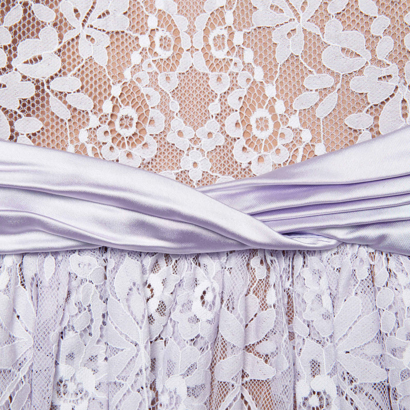 sabrina Lilac long sleeve Lace Satin Mini Dress