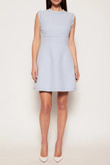 Tweed sleeveless mini dress in blue