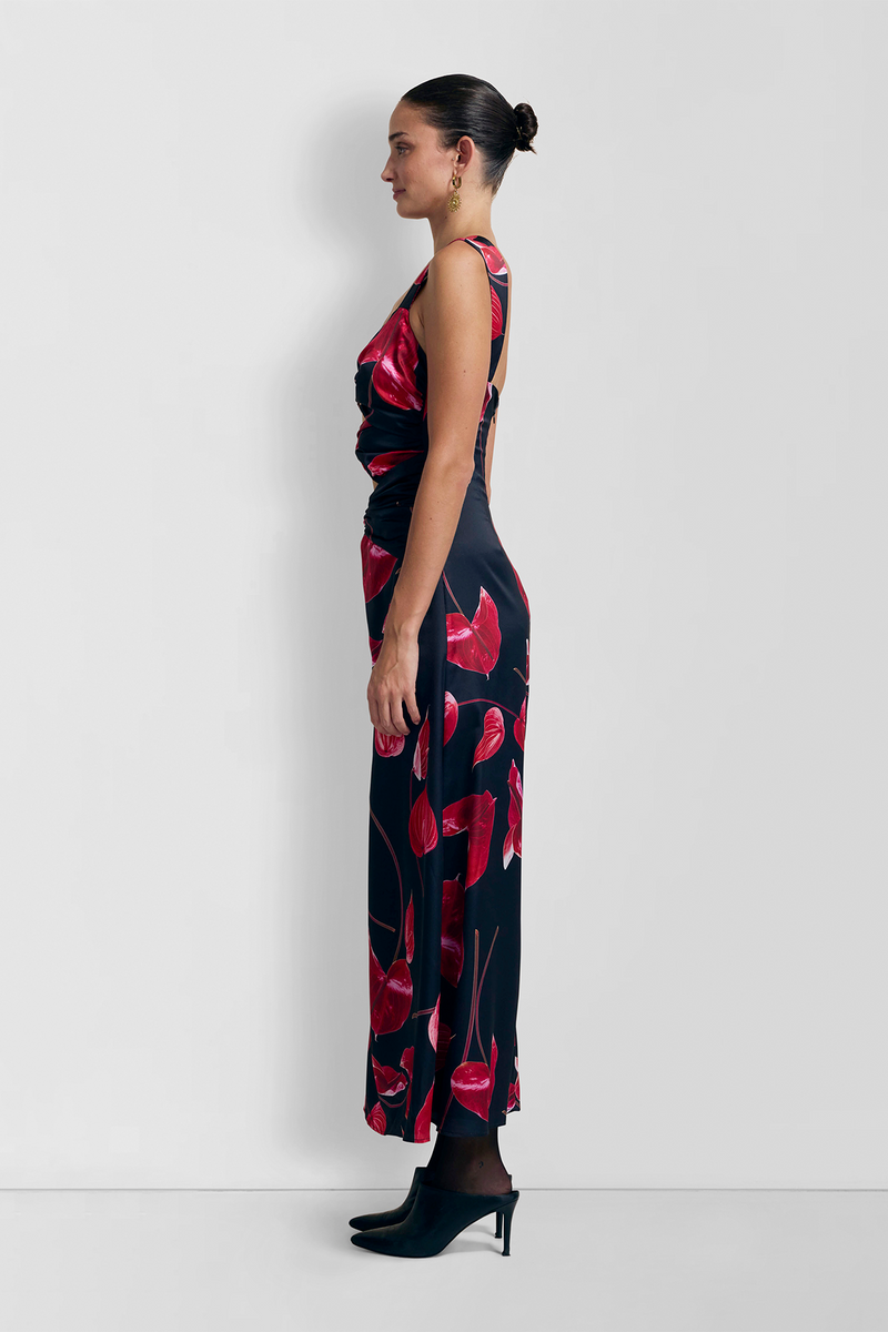 Cut Out Midi Dress - Noir Anthurium