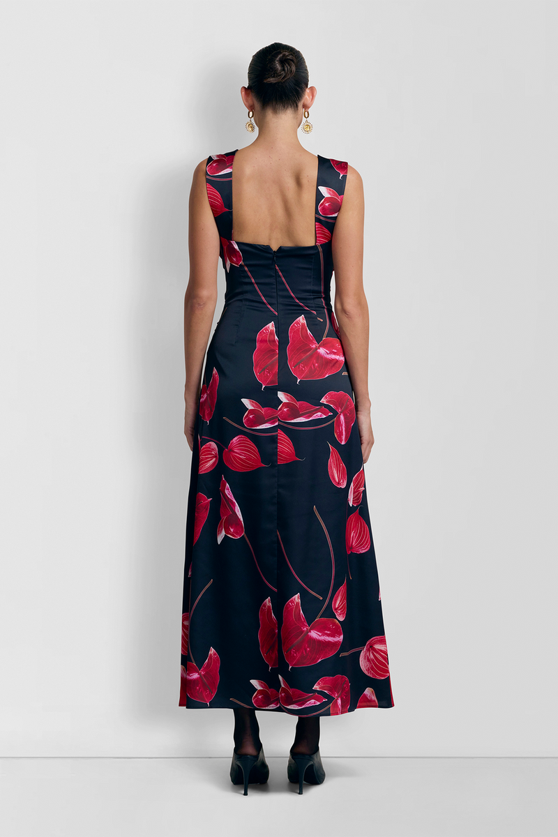Cut Out Midi Dress - Noir Anthurium