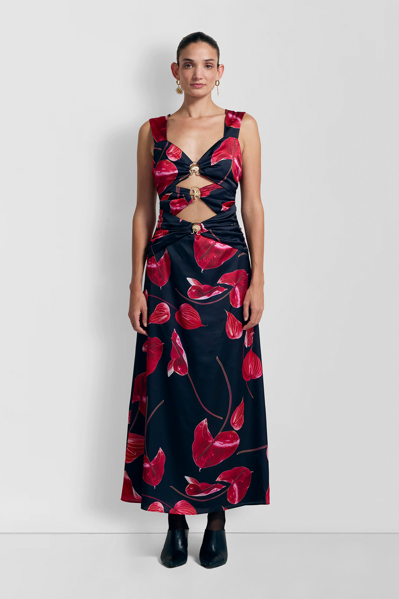 Cut Out Midi Dress - Noir Anthurium