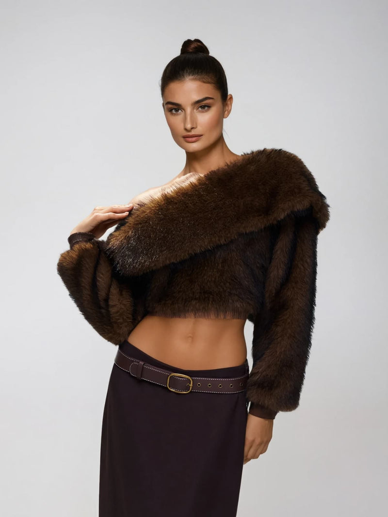stacey One Shoulder Furry Top