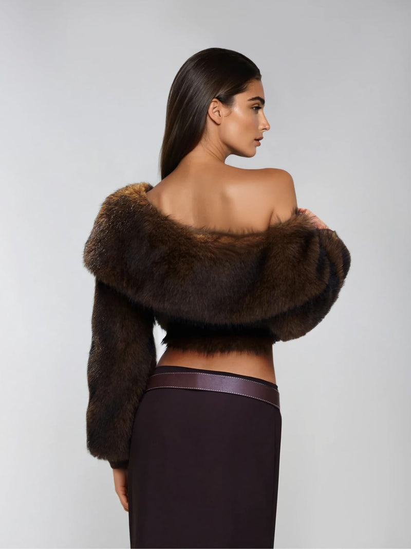 stacey One Shoulder Furry Top