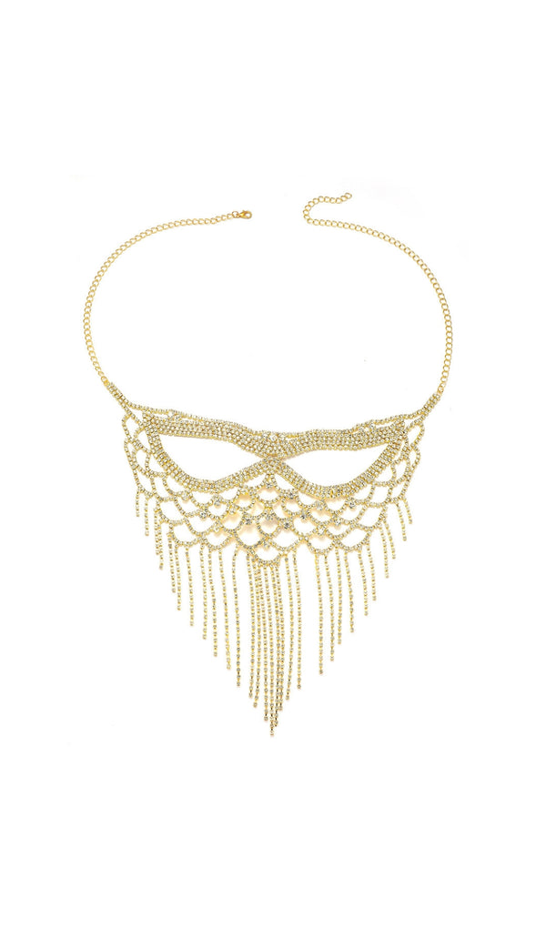 Dickson Gold Rhinestone Tassel Mask