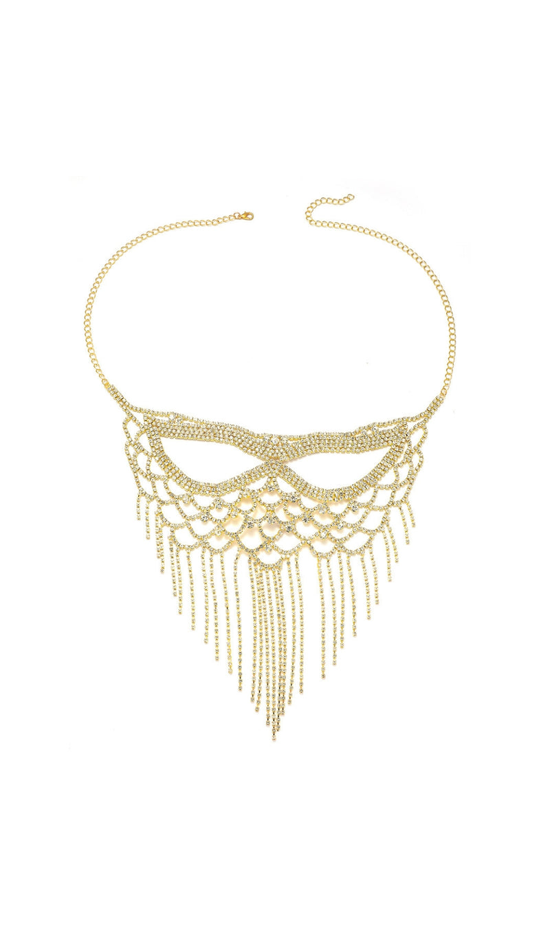 Dickson Gold Rhinestone Tassel Mask