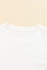 Black Dotty Mesh Ruffle Sleeve Ribbed Knit Top