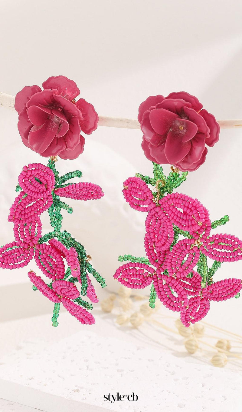 Cybele Rose Red Flower Earrings