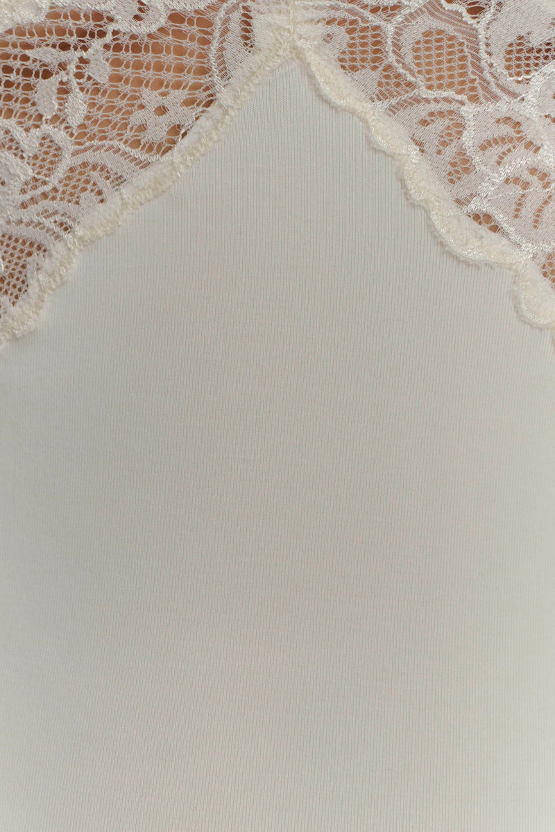 pamela V-neck lace see-through maxi dress in white