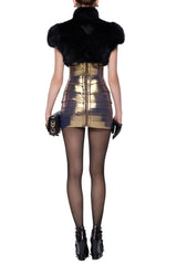 darlene Fur shawl top in black