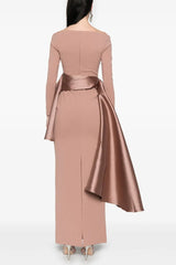 miranda ruffle trim long sleeve maxi dress in pink
