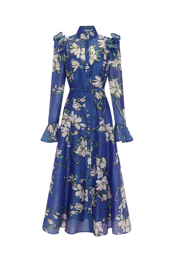 floral print Butterfly Sleeve maxi Dress - Midnight blue