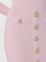 v-neck Metal button knitted mini dress in pink