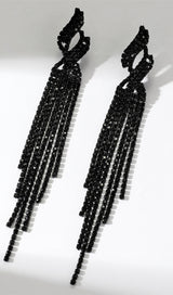 Dunya Black Rhinestone Tassel Earrings