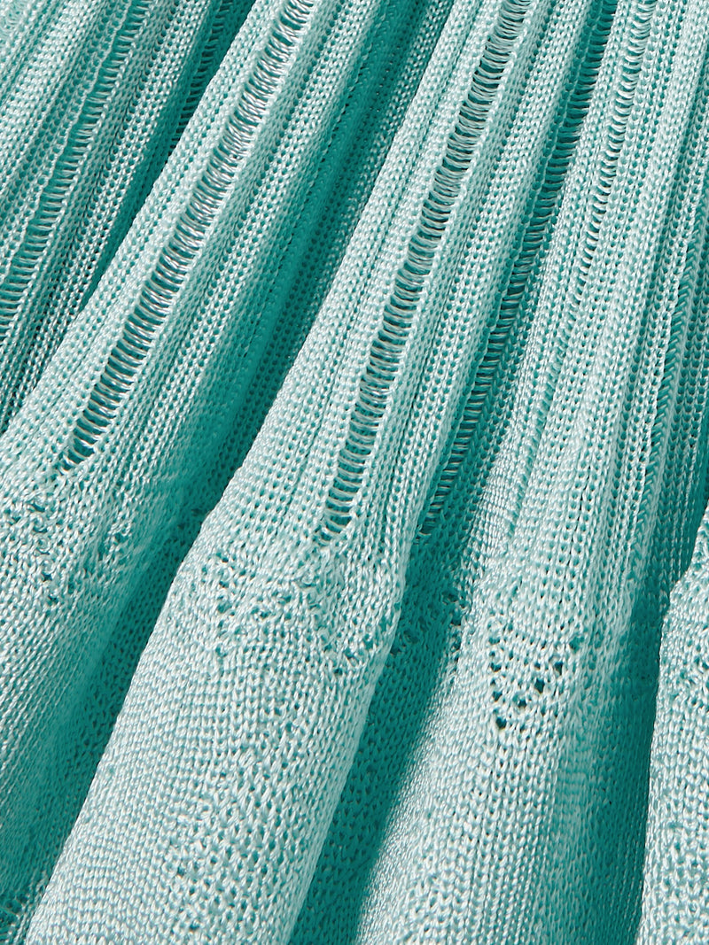 Archetypes ribbed pointelle-knit mini dress in green