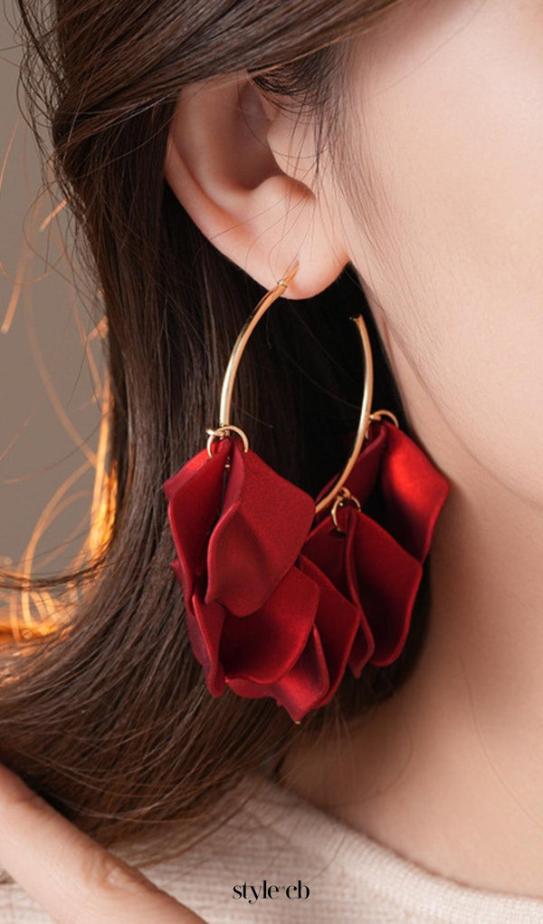 Dina Red Petal Earrings