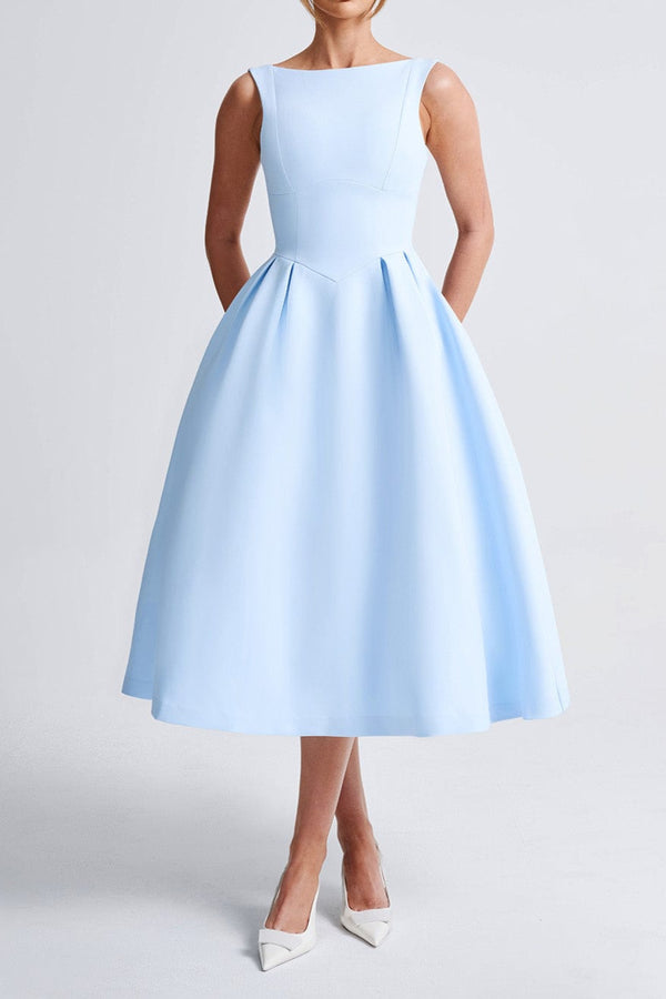 Clarabella sleeveless Midi Dress in white