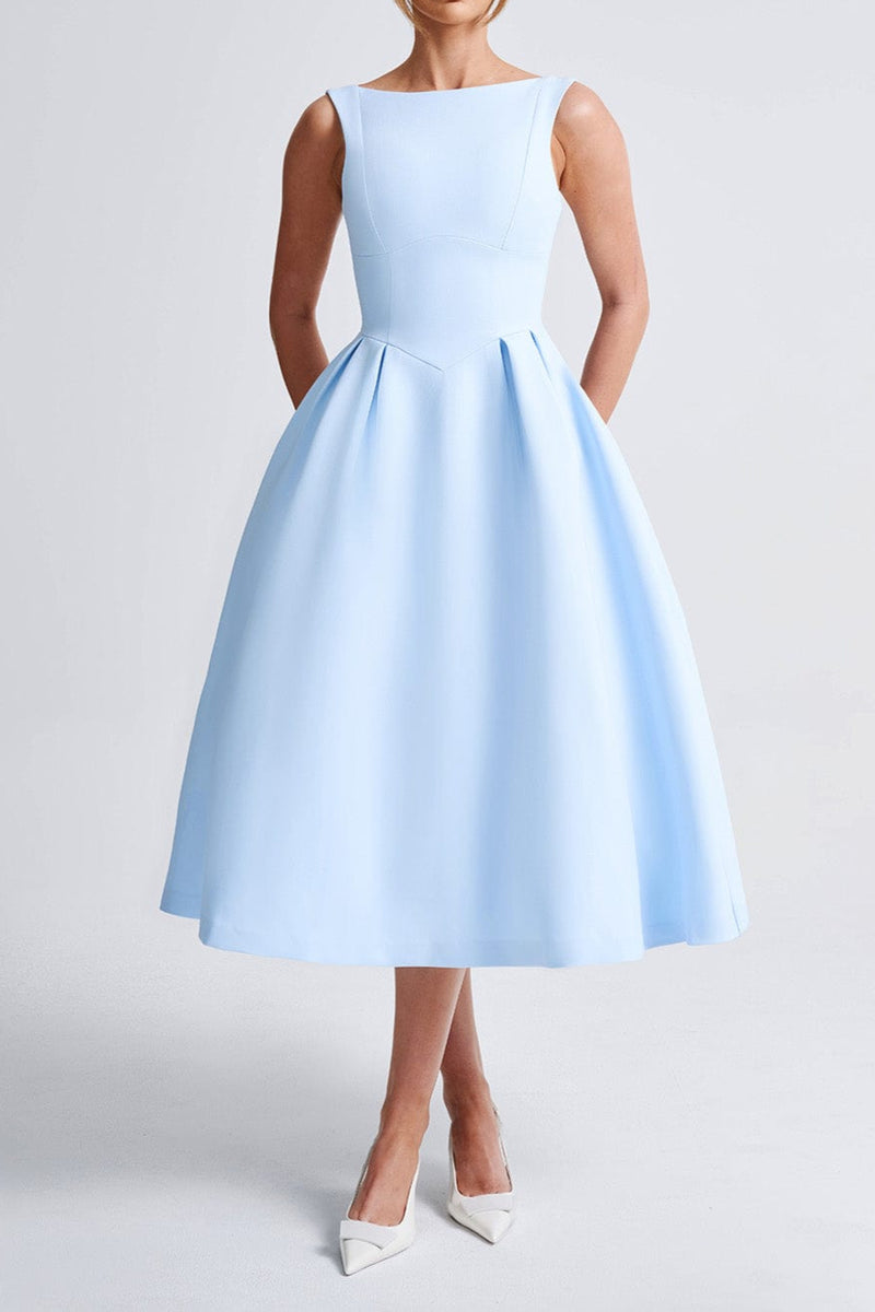 Clarabella sleeveless Midi Dress in white