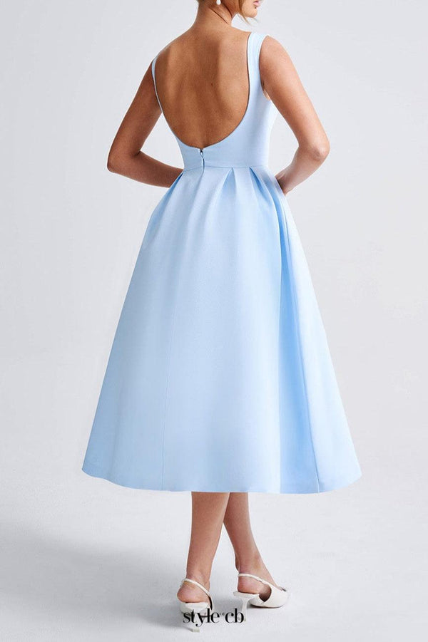 Clarabella sleeveless Midi Dress in white