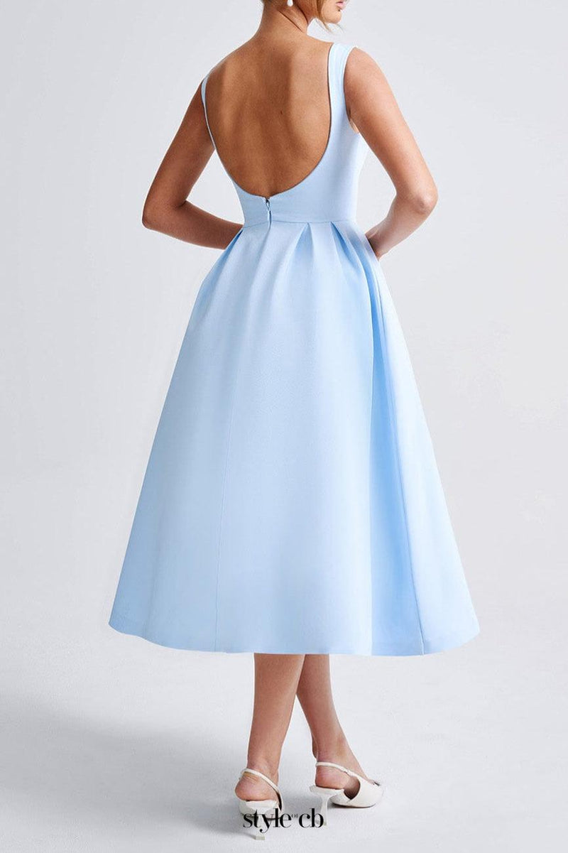 Clarabella sleeveless Midi Dress in white