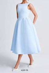 Clarabella sleeveless Midi Dress in white