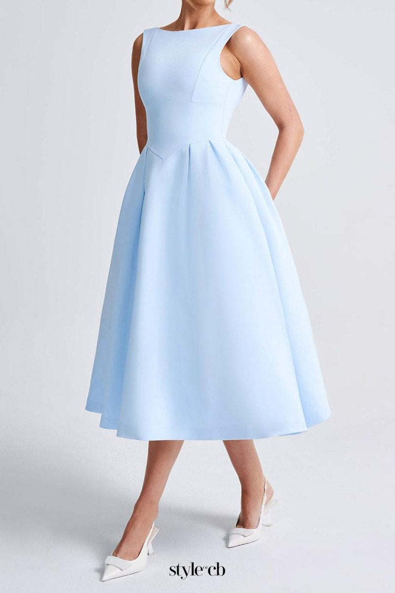 Clarabella sleeveless Midi Dress in white