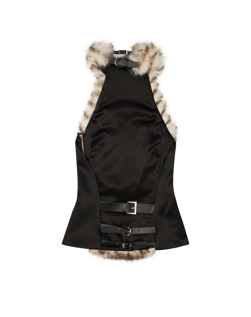 dora halter Backless Furry Top