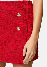 Plain jacket skirt set in red