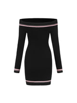 vanessa off-shoulder Knit mini Dress in black