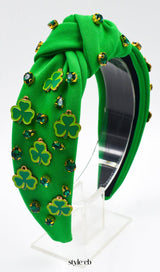 Green Clover Headband With Diamond Set