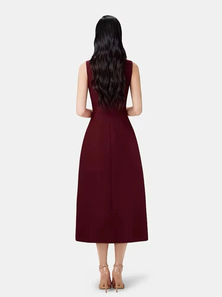 asymmetric collar blazer midi dress in red