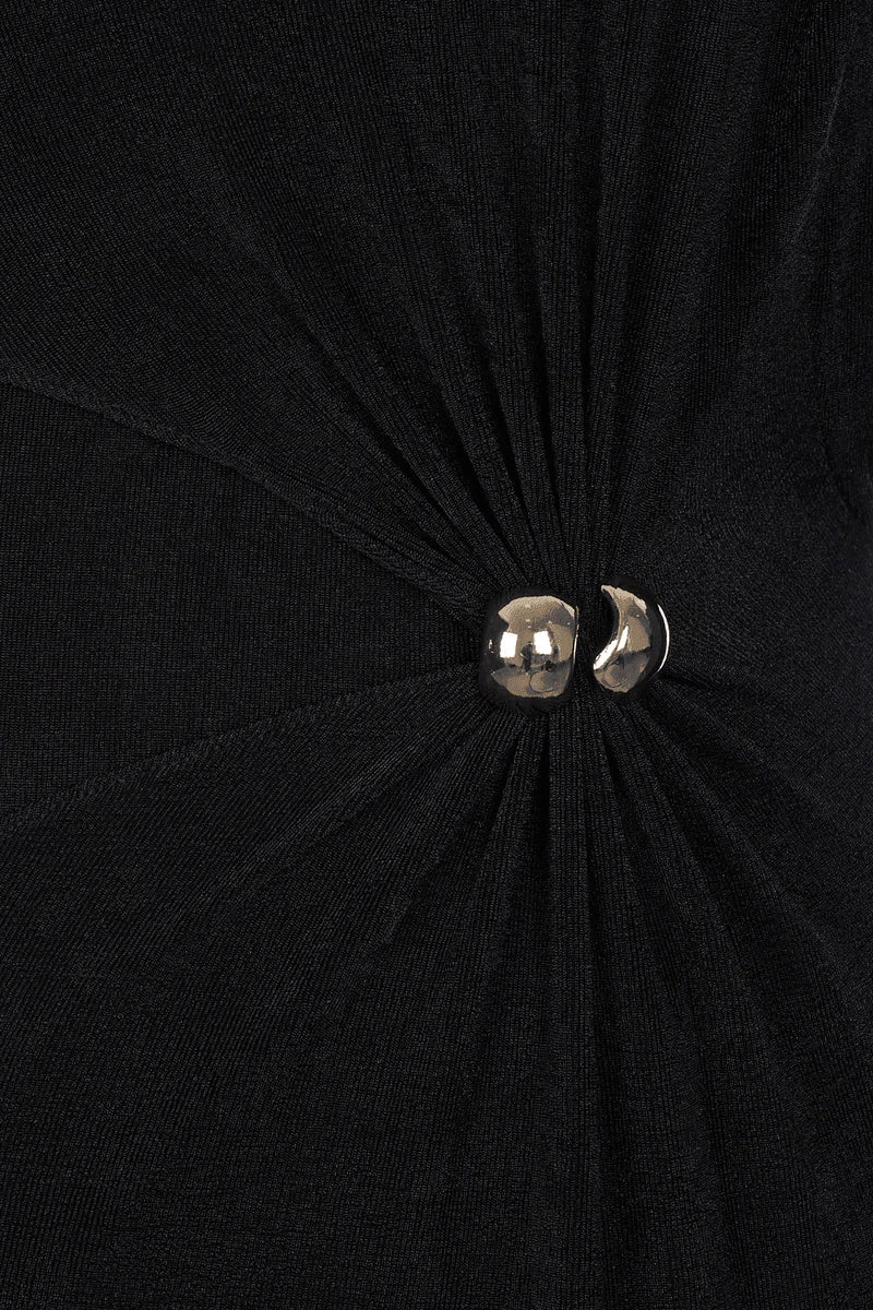 beryl pleated Knitted Fabric Maxi Dress in black