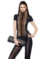 elma furry embellished Turtleneck Bodysuit in black