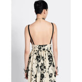 V NECK FLORAL PRINTED MINI DRESS IN WHITE