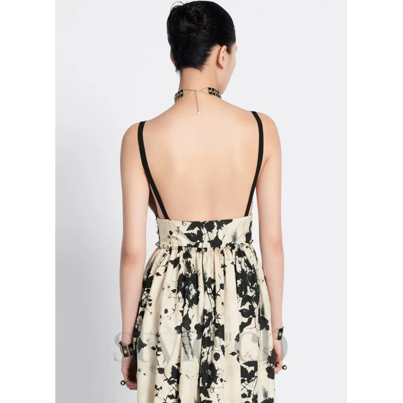 V NECK FLORAL PRINTED MINI DRESS IN WHITE