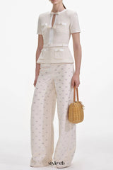 vicky Cream Sequin Knit Top