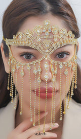 Duc Gold Rhinestone Tassel Mask