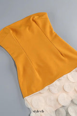 Nodin Strapless Dot Mesh Maxi Dress in orange