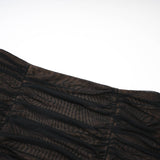 Gwenonwy black ruched mesh top & skirt matching set