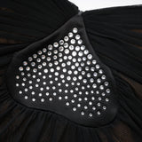 Gwenonwy black ruched mesh top & skirt matching set