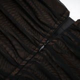 Gwenonwy black ruched mesh top & skirt matching set