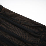 Gwenonwy black ruched mesh top & skirt matching set