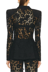 elvira v-neck Lace Blazer set in black