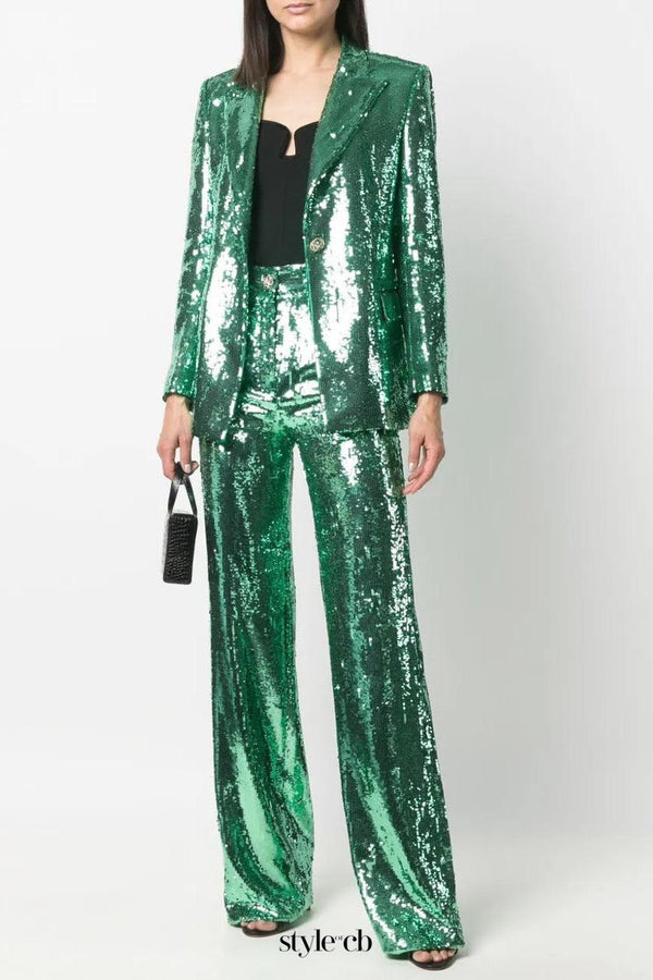 florence sequin-embellished blazer in green